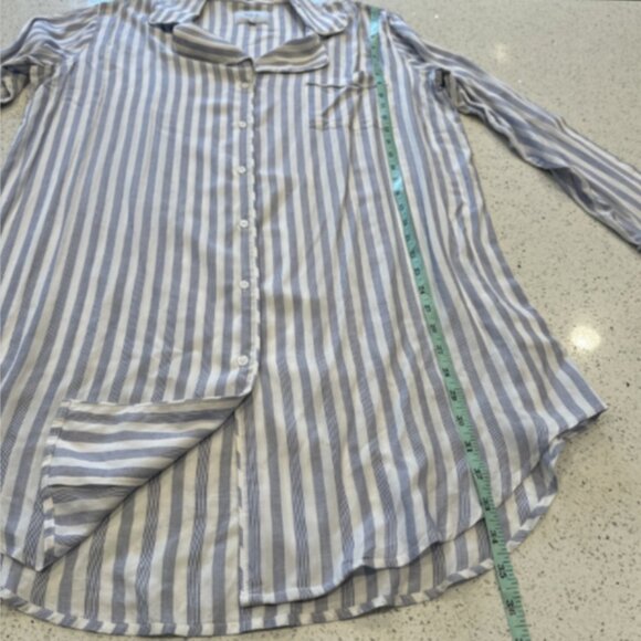 Rails Women's Size Large Bermuda Stripe Button Up Sleep Shirt Pocket Blue White - Picture 10 of 10
